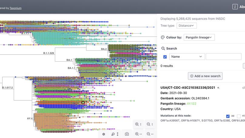 Taxonium, a web-based tool for exploring large phylogenetic trees